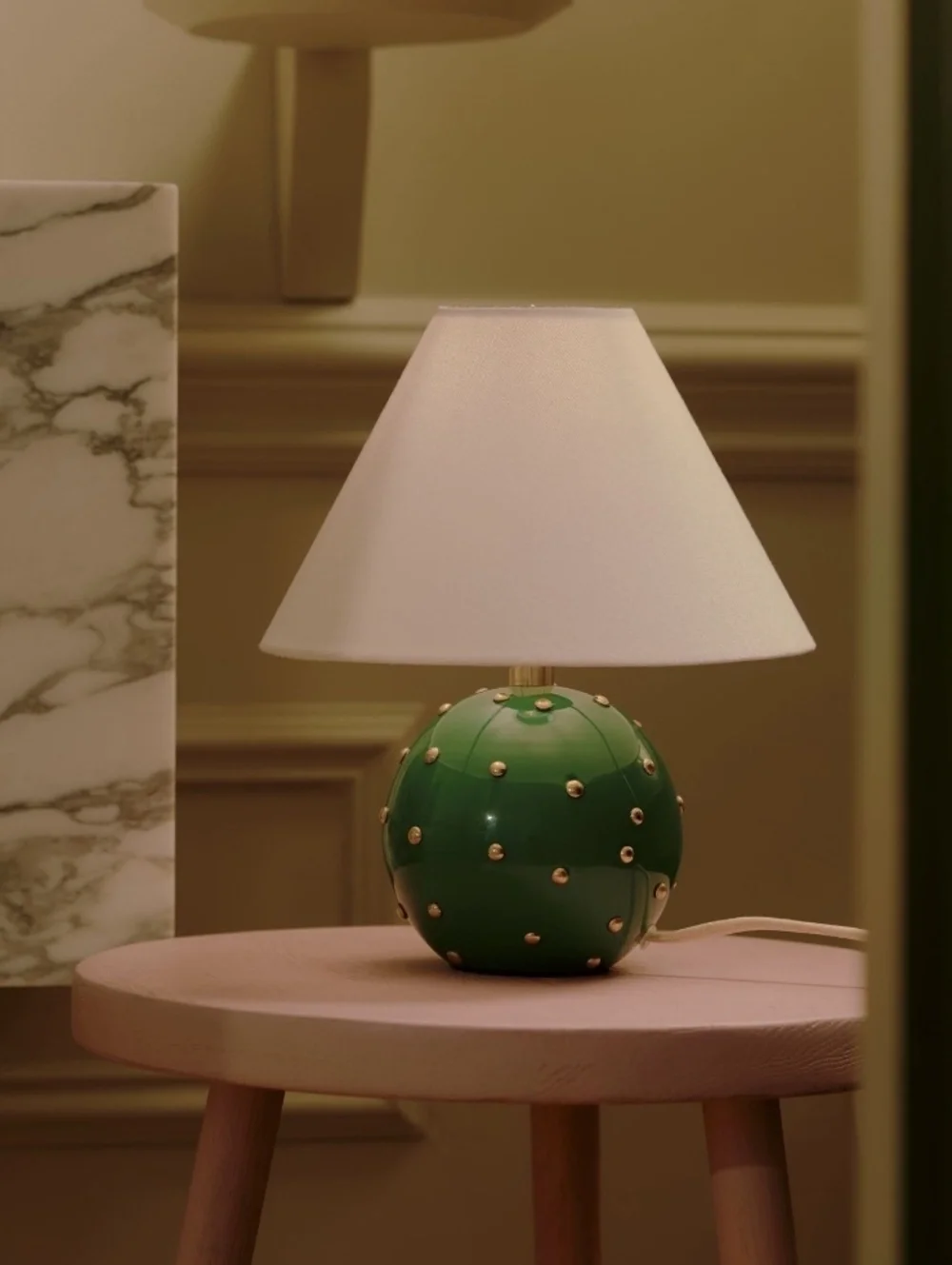 Anthropologie Jeanette Beaded Brass Mini Table Lamp